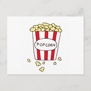 Fun Movie Theater Popcorn in Red White Bucket Postcard