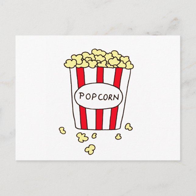 Fun Movie Theater Popcorn in Red White Bucket Postcard (Front)
