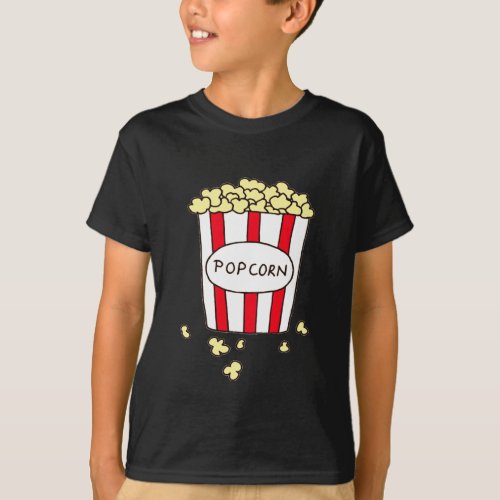 Fun Movie Theater Popcorn in Red White Bucket T_Shirt