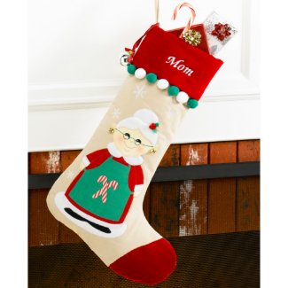 Fun Mrs. Claus Velvet Character Christmas Stocking