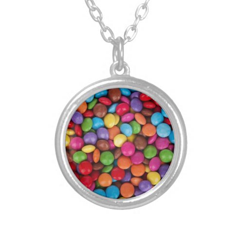 Fun Multi_coloured candy sweets pattern accessory Silver Plated Necklace
