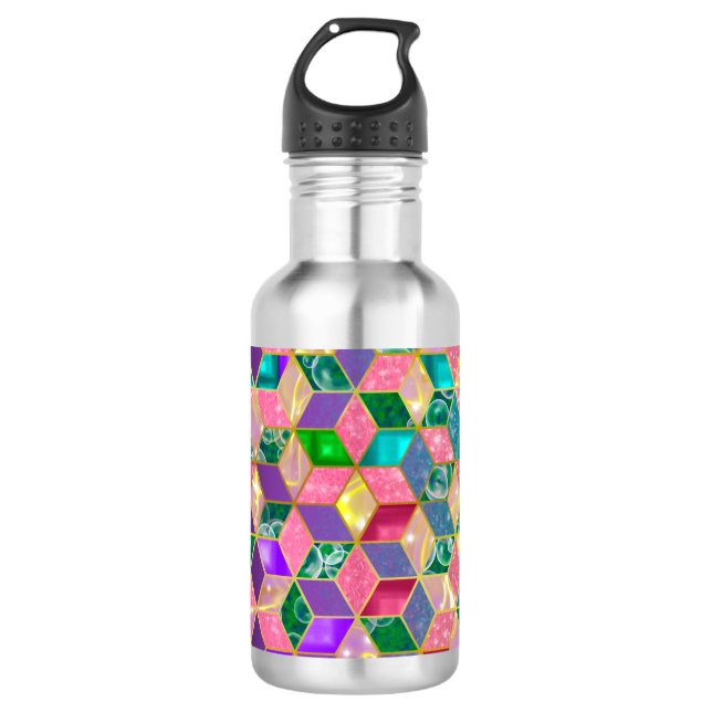 Fun Multi-Mixed Diamond-Shaped Hexagon 2 Stainless Steel Water Bottle (Front)