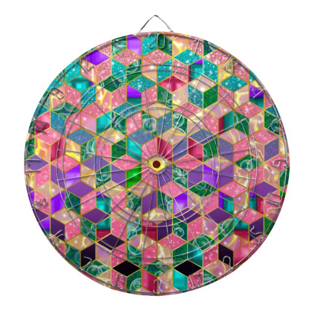 Fun Multi-Mixed Diamond-Shaped Hexagon Dart Board (Front)