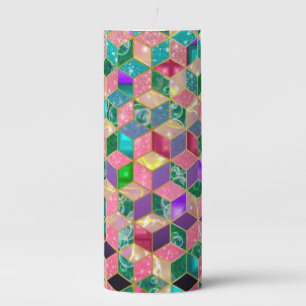 Fun Multi-Mixed Diamond-Shaped Hexagon Pillar Candle