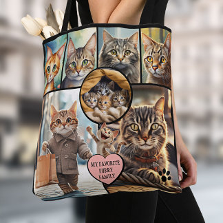 Fun Multi Photo Collage Cat Lover Tote Bag