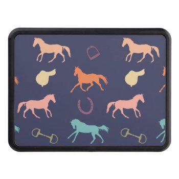 Fun Multicolor English Horse Pattern Hitch Cover by PaintingPony at Zazzle