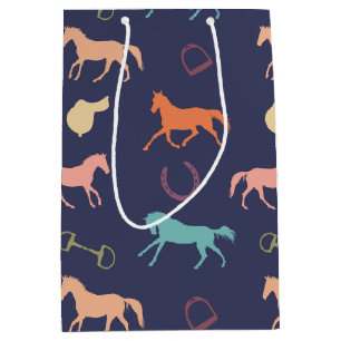 Fun Multicolor English Horse Pattern Medium Gift Bag