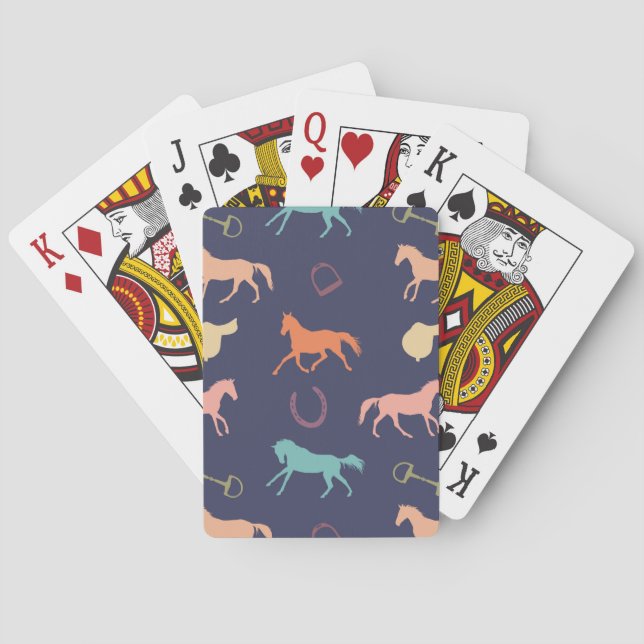 Fun Multicolor English Horse Pattern Poker Cards (Back)