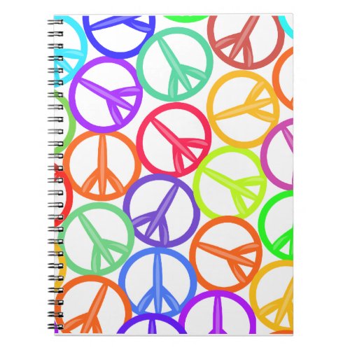 Fun Multicolor Groovy Peace Signs Pattern Notebook