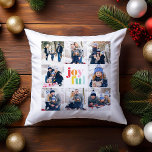 Fun Multicolor "Joyful" 8-Photo Gallery Custom Throw Pillow<br><div class="desc">8-Photo Collage "Joyful" Winter Blue Typography Christmas design.</div>