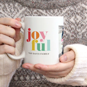 Fun Multicolor "Joyful" Gallery of 3 Photos Coffee Mug