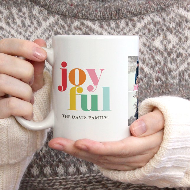 Fun Multicolor "Joyful" Gallery of 3 Photos Coffee Mug (Creator Uploaded)