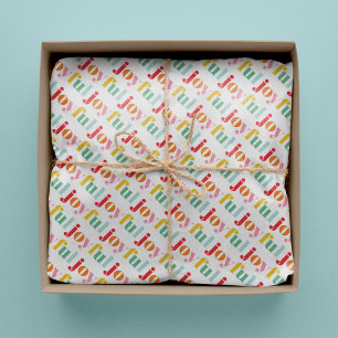 Fun Multicolor "Joyful" Typography Christmas Tissue Paper