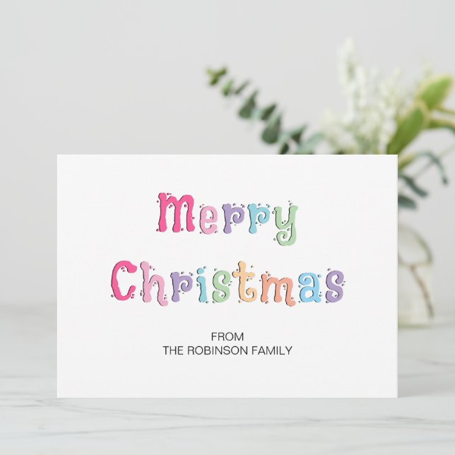Fun Multicolor Merry Christmas Holiday Card (Standing Front)