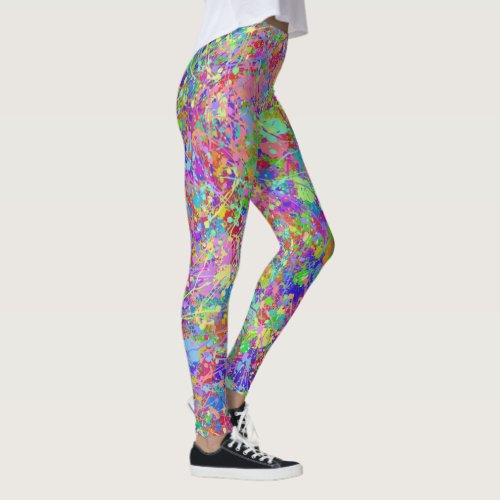 Fun Multicolor Paint Splatters Leggings