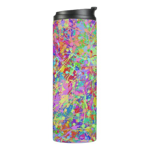 Fun Multicolor Paint Splatters Thermal Tumbler