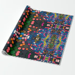Fun Multicolored Squares in Psychedelic Patterns Wrapping Paper