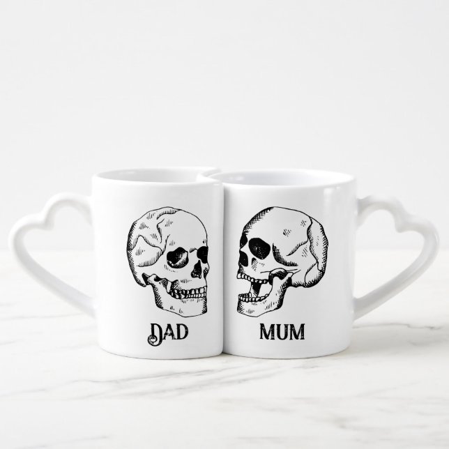 Fun Mum and Dad Skull Coffee Mug Set (Back Nesting)