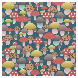 Fun mushroom seamless pattern fabric