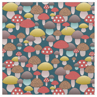 Fun mushroom seamless pattern fabric