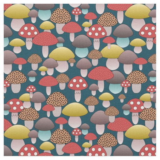 Fun mushroom seamless pattern fabric