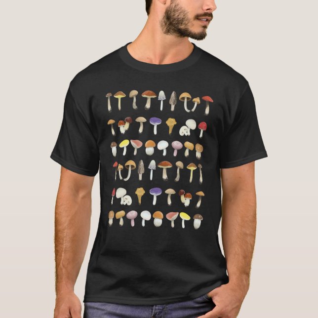 Fun Mushrooms Mycology Fungi Foraging Mushroom Whi T-Shirt (Front)
