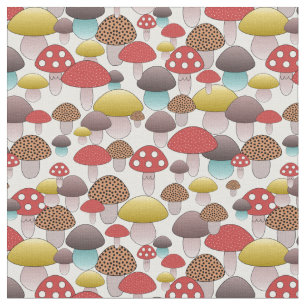 Fun Mushrooms Pattern Fabric