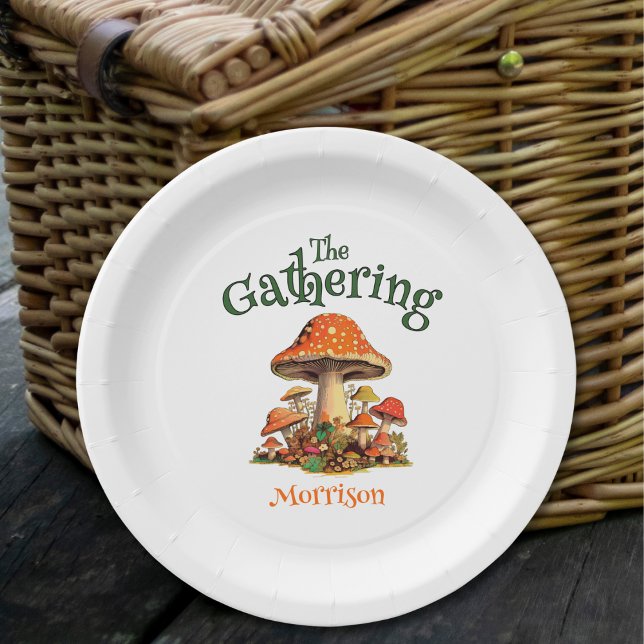 Fun Mushrooms Retro Family Reunion Paper Plates (Creator Uploaded)
