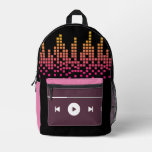 fun music lovers rainbow black printed backpack
