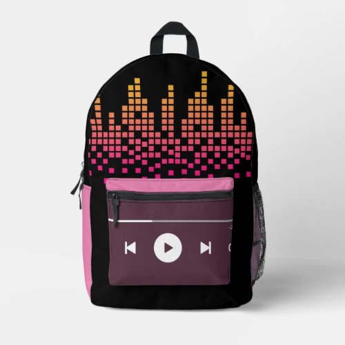 fun music lovers rainbow black printed backpack