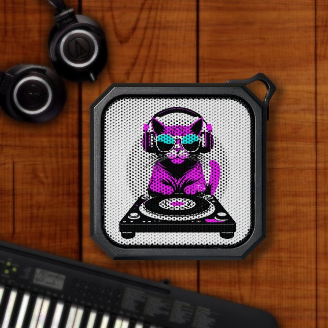Fun Music Mixing Cat DJ Portable Bluetooth Speaker (Meow-sic Mania, Purrfectly Fun! 🎵🐾)