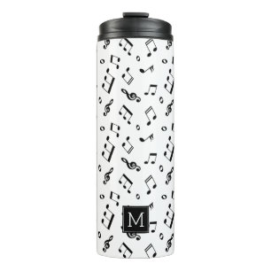 Fun Music Notes Pattern Monogrammed Thermal Tumbler