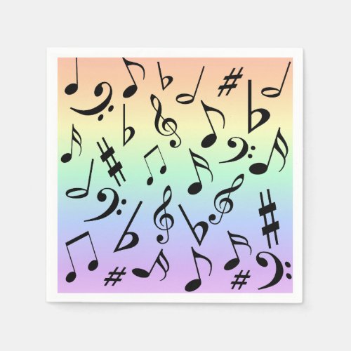 Fun Musical Notes Rainbow Party Napkins