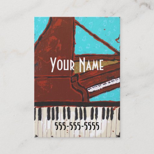 Customizable Fun musical piano business cards