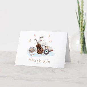 Fun Musician Polar Bear Baby Shower Letterpress Thank You Card