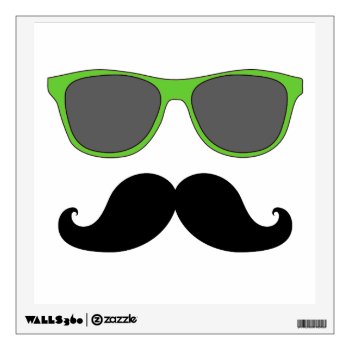 Fun Mustache  And Green Sunglasses Wall Decal by MovieFun at Zazzle