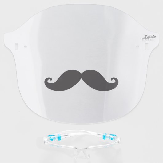 Fun Mustache Cute Facial hair Face Shield (Front w/Glasses)