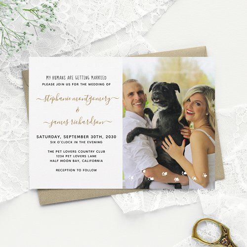 Fun My Humans Getting Married Pet Photo Wedding Invitation