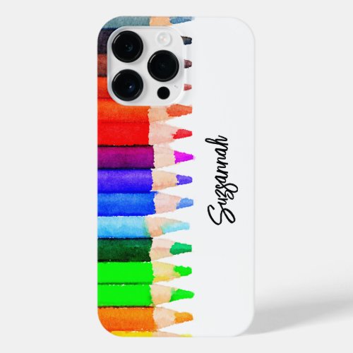 Fun Name Color Pencils In Watercolor Custom iPhone 14 Pro Max Case
