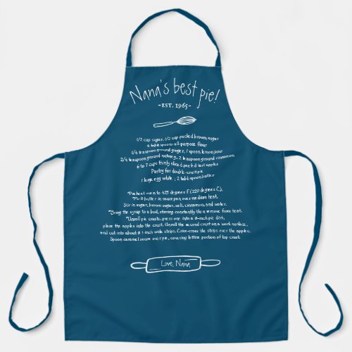 Fun nana best pie recipe script on editable blue apron