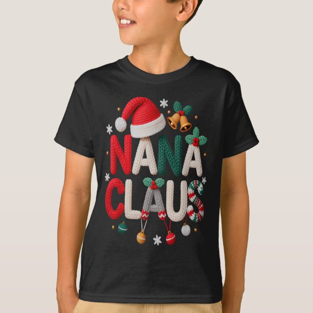 Fun Nana Claus Santa Claus Grandma Family Matching T-Shirt (Front)