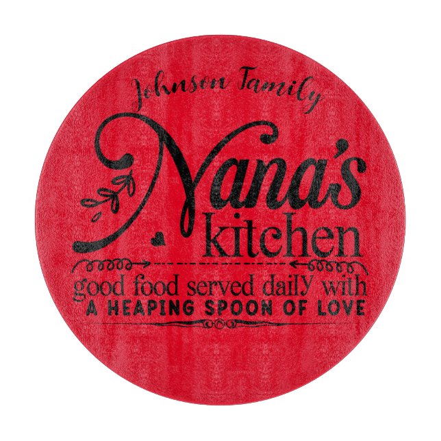 Fun Nana's Kitchen cutting board. Editable name Cutting Board (Front)