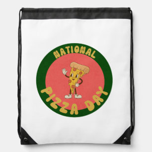Fun National Pizza day Drawstring Bag