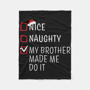 Fun Naughty Nice Christmas Family Pajama Men Women Fleece Blanket
