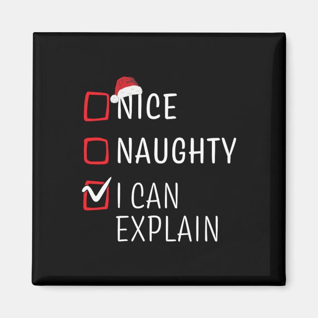Fun Naughty Nice Christmas Family Pajama Men Women Magnet (Front)