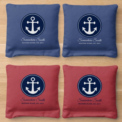 Fun Nautical Anchor Rope Personalized Cornhole Bags