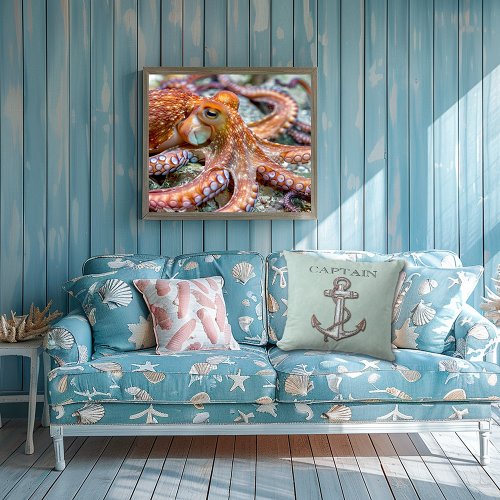 Fun Nautical Boating Anchor Turquoise Pillow