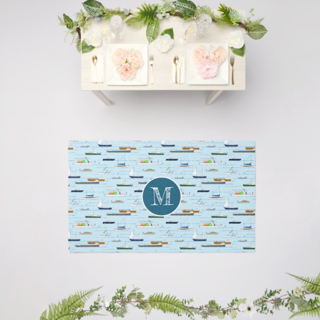 Fun nautical boating pattern A Day on the River Outdoor Rug (Insitu (Wedding 2))