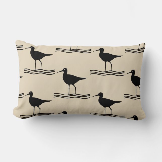 fun nautical CRANE BIRD themed pattern Lumbar Pillow (Front)