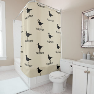 fun nautical CRANE BIRD themed pattern   Shower Curtain